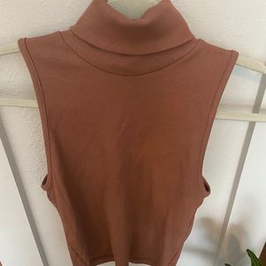 Zara burnt orange/rust mock neck crop top medium